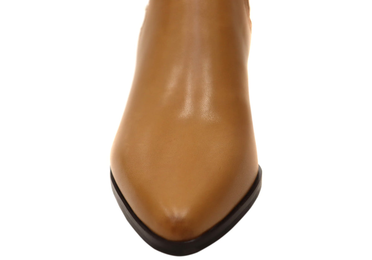 Vala Womens Comfortable Leather Mid Heel Ankle Boots