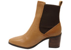 Vala Womens Comfortable Leather Mid Heel Ankle Boots
