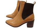 Vala Womens Comfortable Leather Mid Heel Ankle Boots