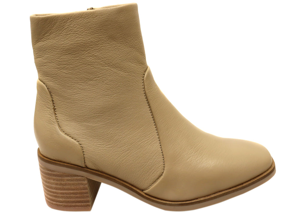 Superb Womens Leather Comfortable Mid Heel Ankle Boots