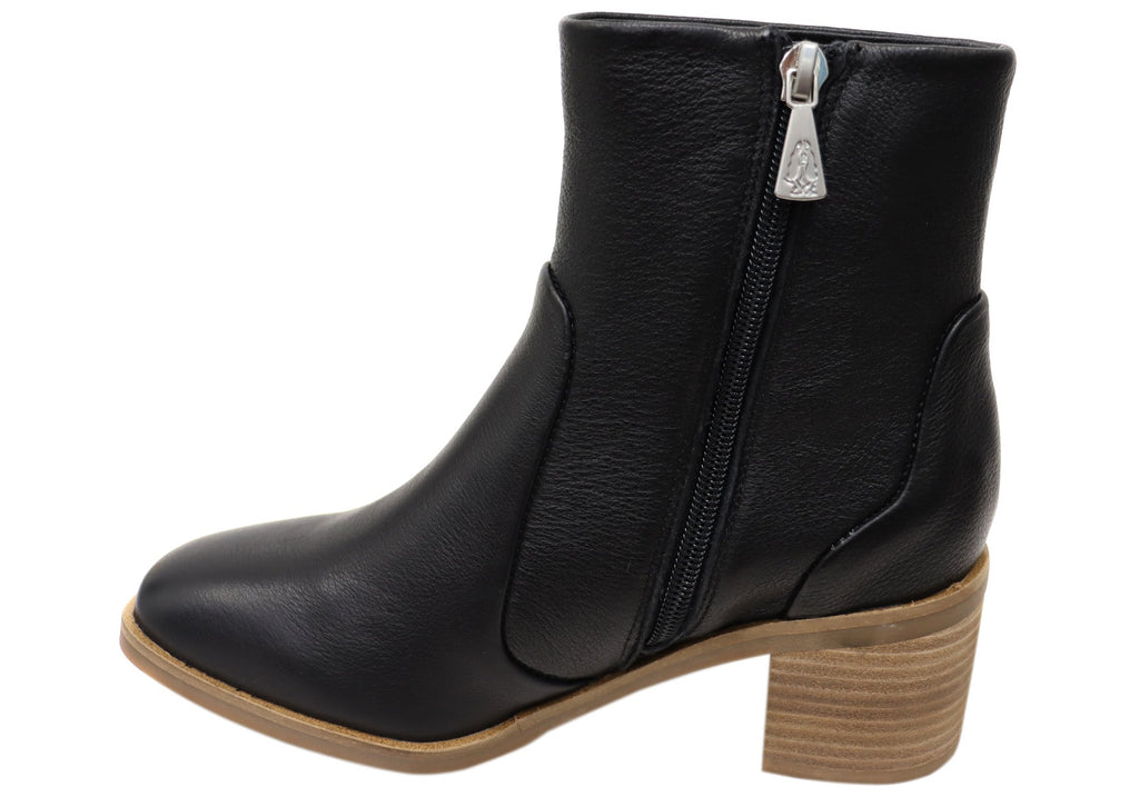 Superb Womens Leather Comfortable Mid Heel Ankle Boots