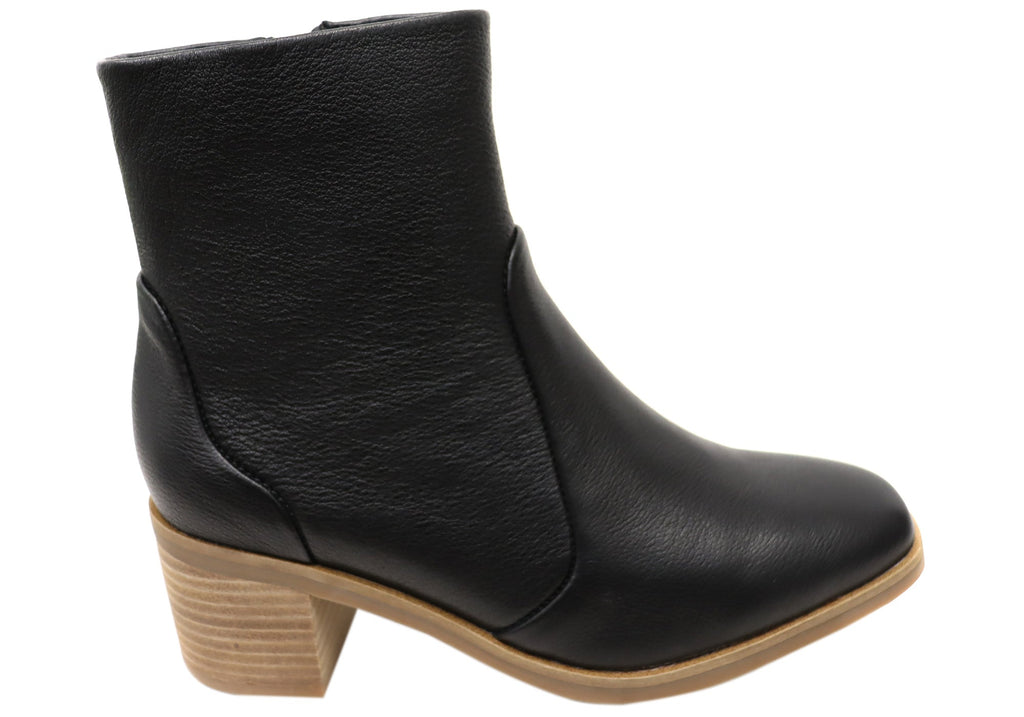Superb Womens Leather Comfortable Mid Heel Ankle Boots