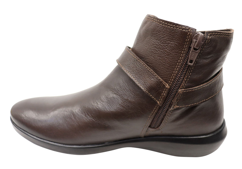 Pindera Womens Comfortable Leather Ankle Boots Made In Brazil