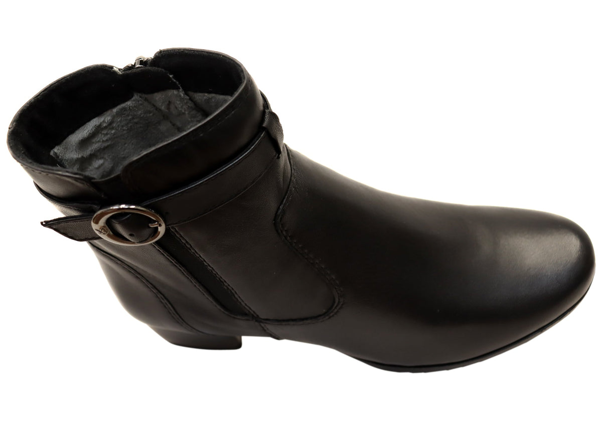 Delinat Womens Extra Wide Fit Comfortable Leather Ankle Boots