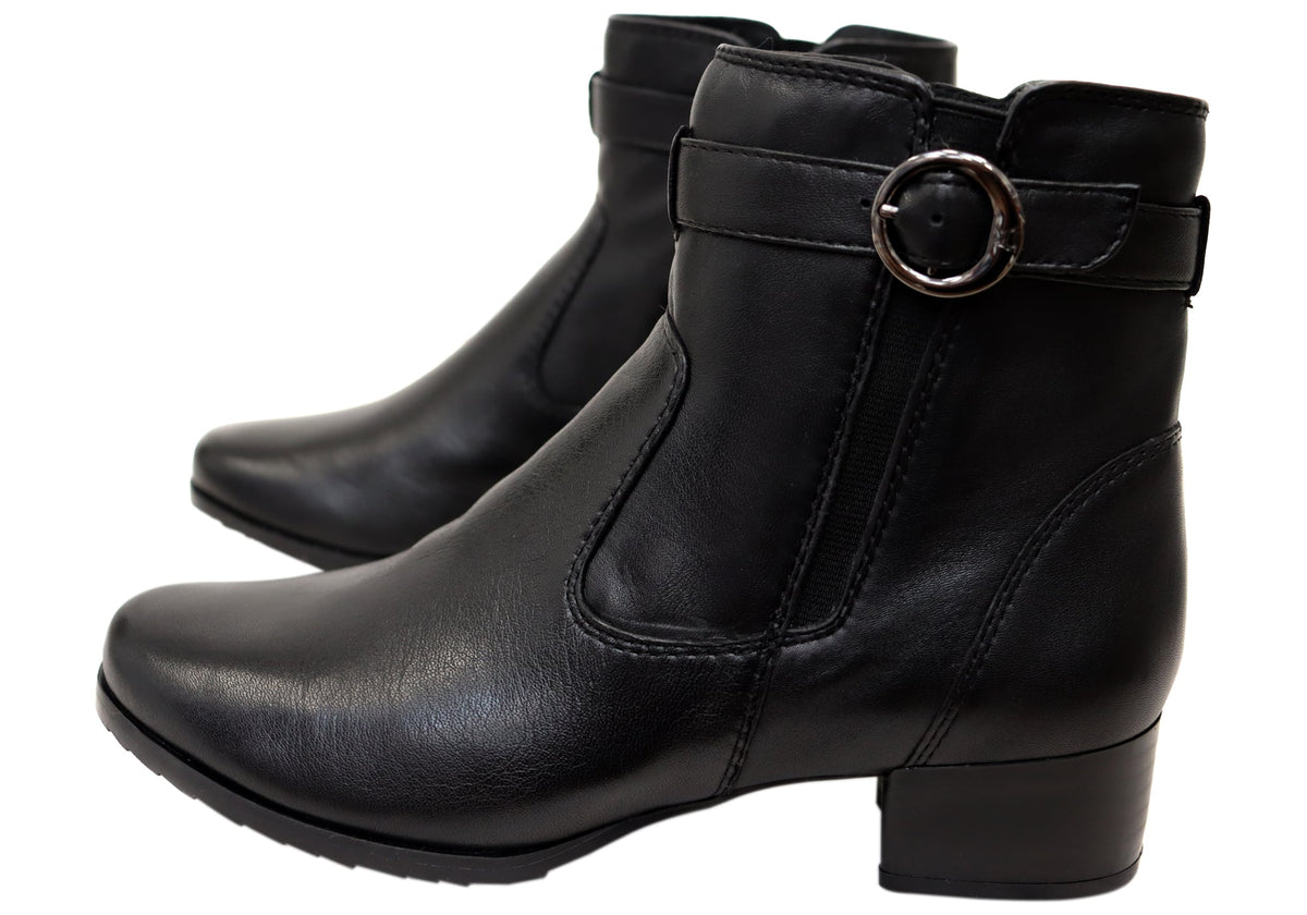 Delinat Womens Extra Wide Fit Comfortable Leather Ankle Boots