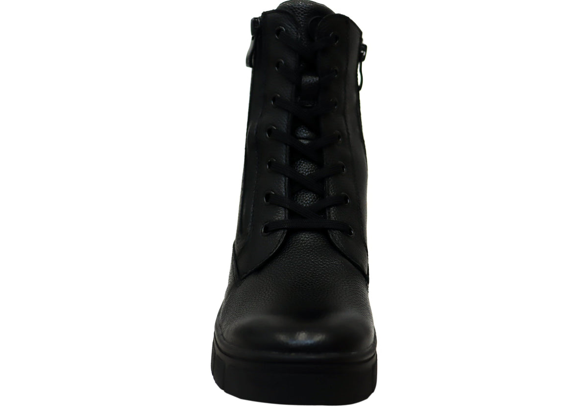 Darraya Womens Wide Fit Comfortable Leather Ankle Boots