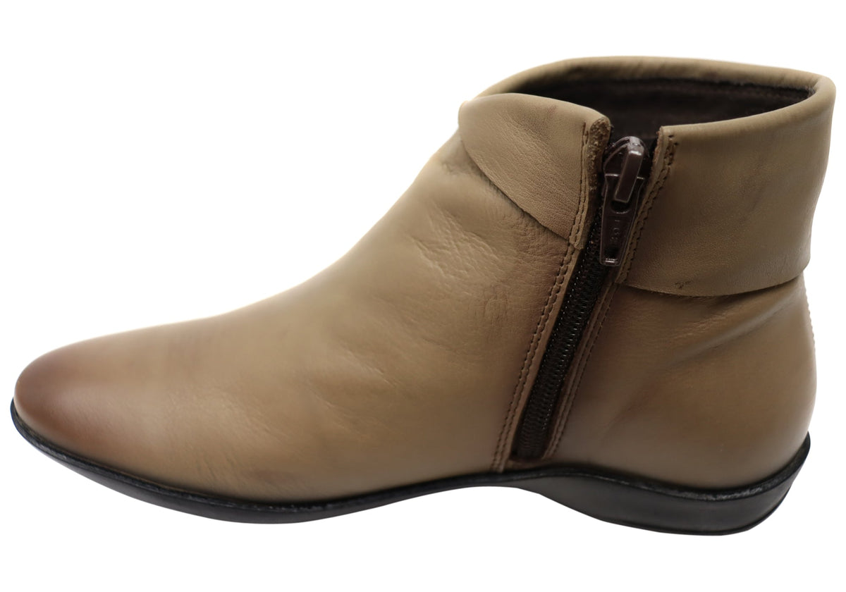 Lotty Womens Comfortable Leather Ankle Boots Made In Brazil