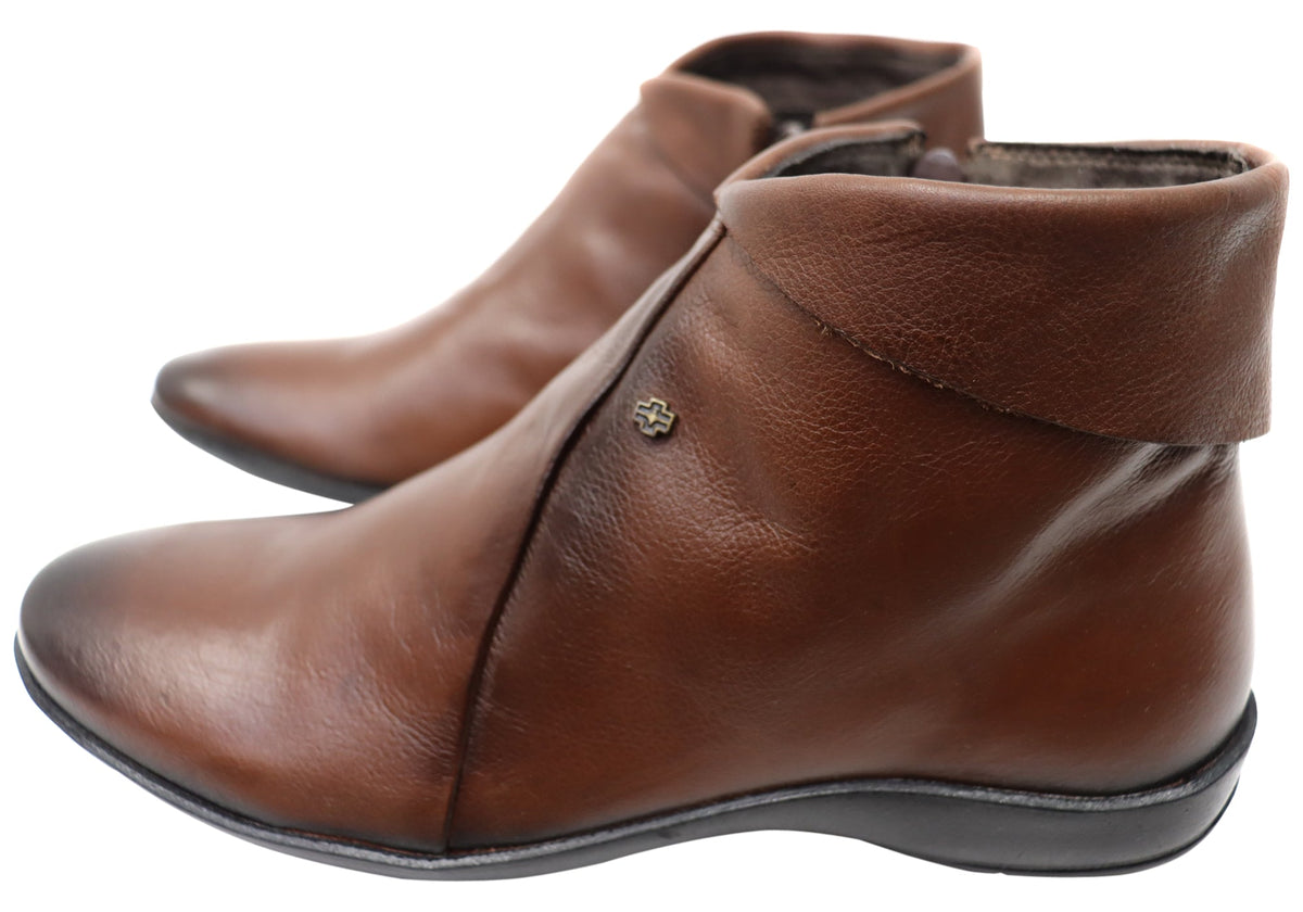 Lotty Womens Comfortable Leather Ankle Boots Made In Brazil