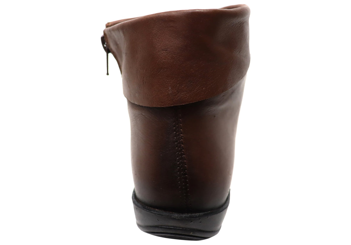 Lotty Womens Comfortable Leather Ankle Boots Made In Brazil