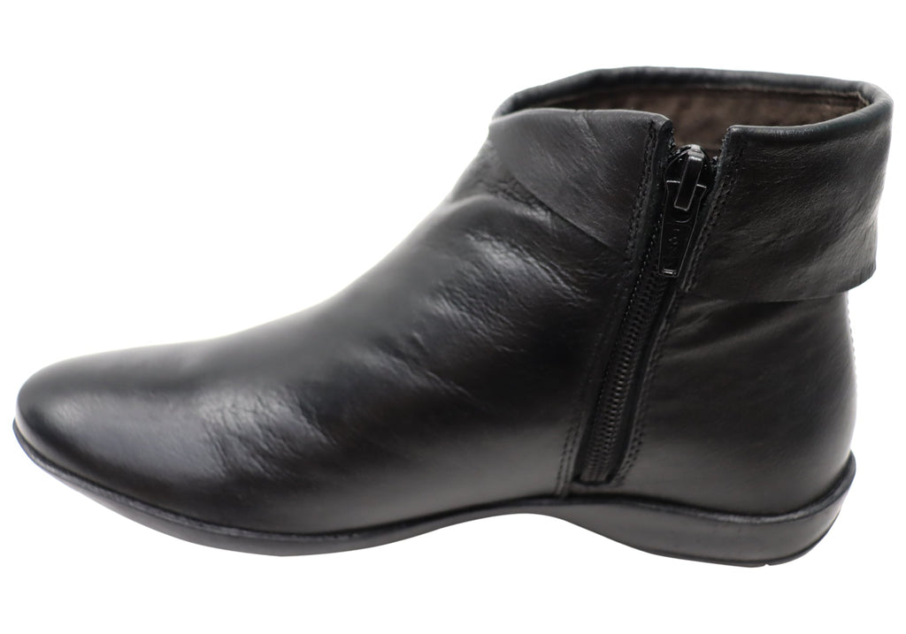 Lotty Womens Comfortable Leather Ankle Boots Made In Brazil