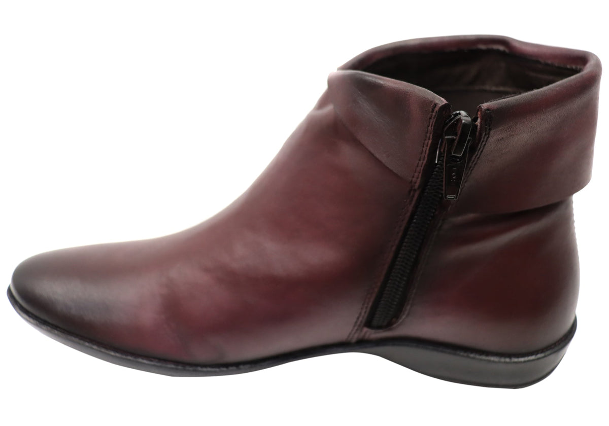 Lotty Womens Comfortable Leather Ankle Boots Made In Brazil