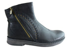 Cetona Womens Wide Leather Comfortable Supportive Ankle Boots