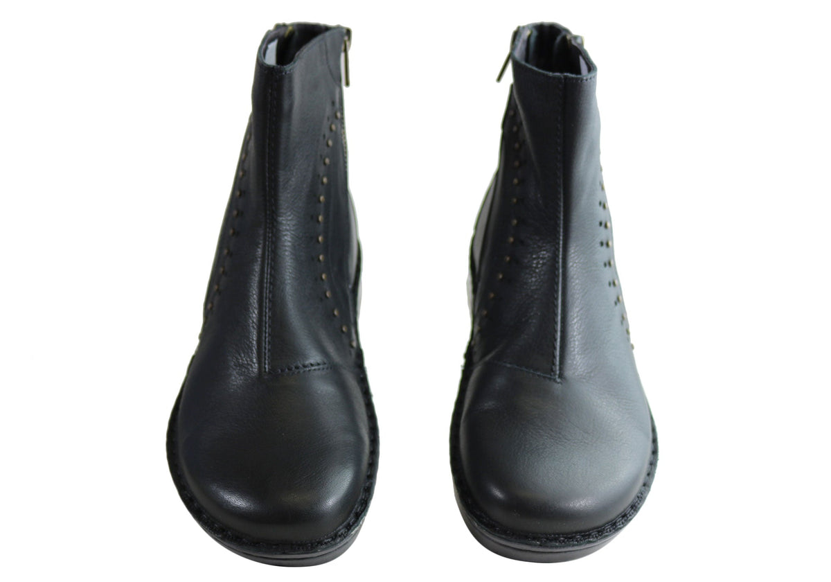 Cetona Womens Wide Leather Comfortable Supportive Ankle Boots
