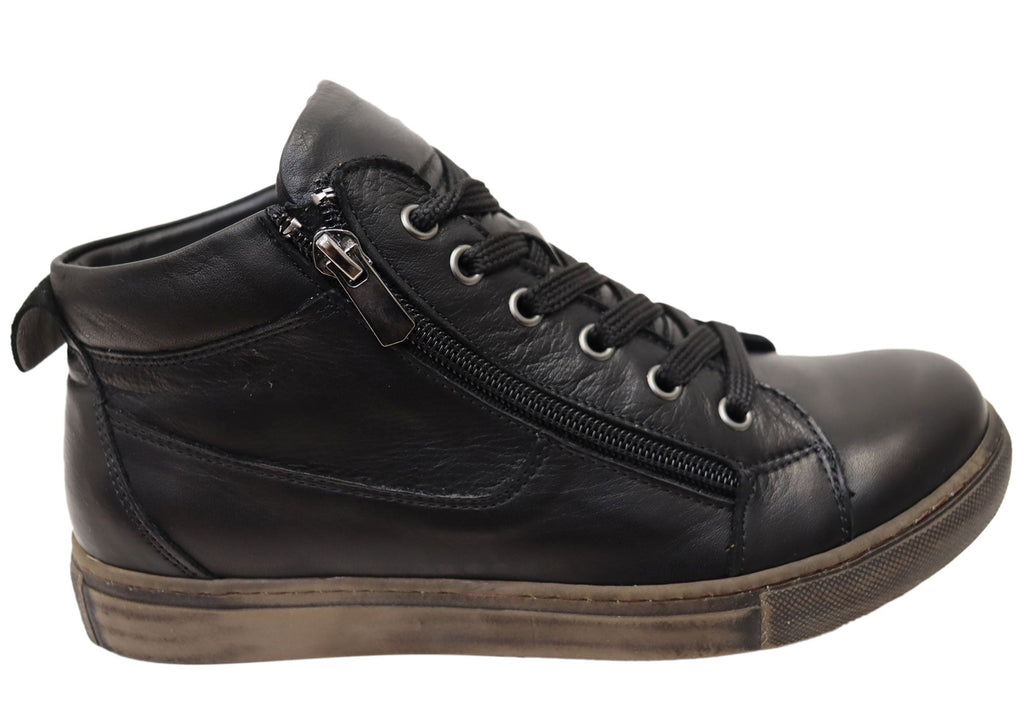 EG1570 Womens Flat Leather European Ankle Boots