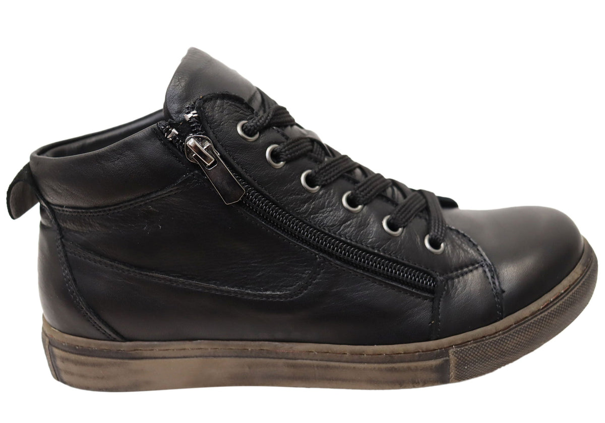 EG1570 Womens Flat Leather European Ankle Boots