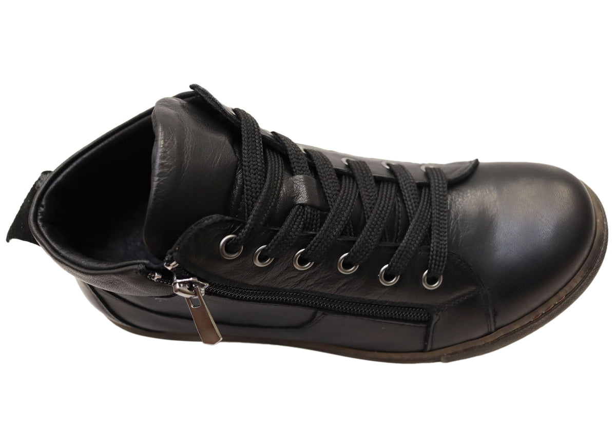EG1570 Womens Flat Leather European Ankle Boots