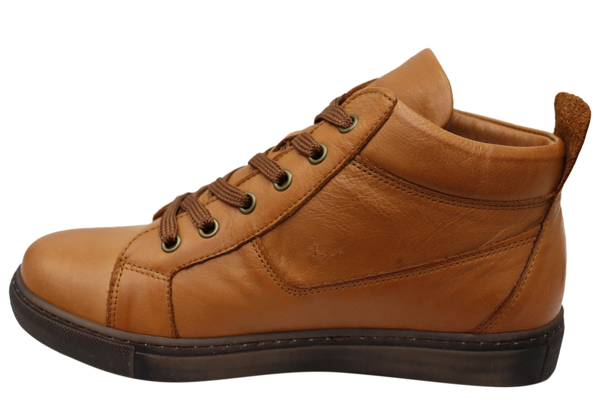 EG1570 Womens Flat Leather European Ankle Boots