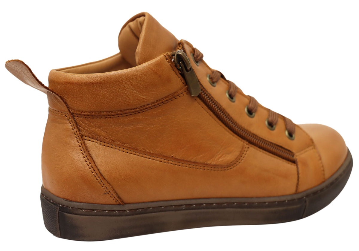 EG1570 Womens Flat Leather European Ankle Boots