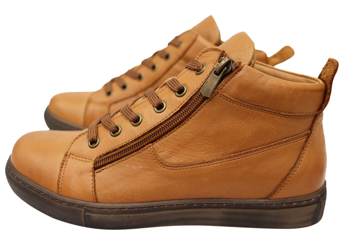 EG1570 Womens Flat Leather European Ankle Boots