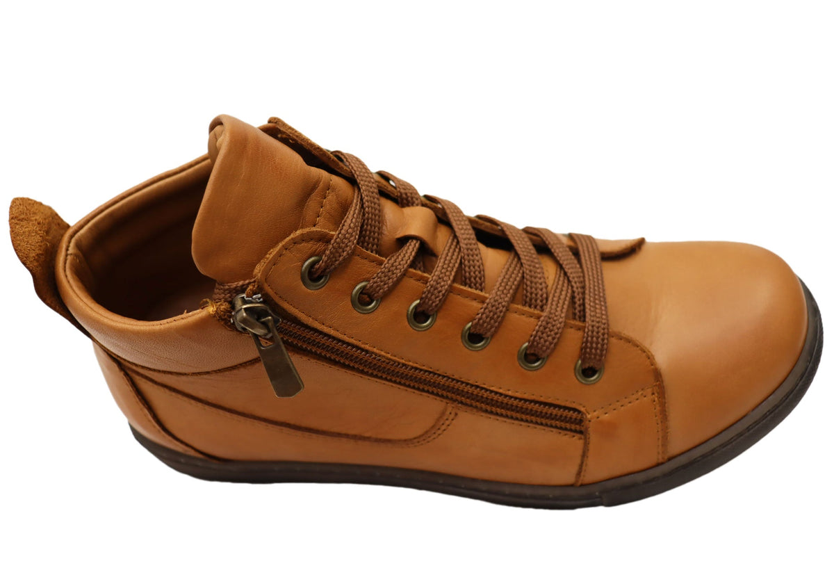EG1570 Womens Flat Leather European Ankle Boots