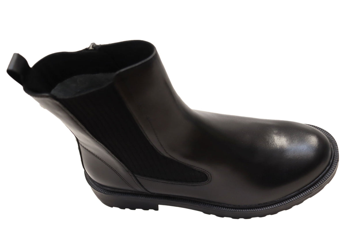 Andikar Womens Wide Fit Comfortable Leather Ankle Boots