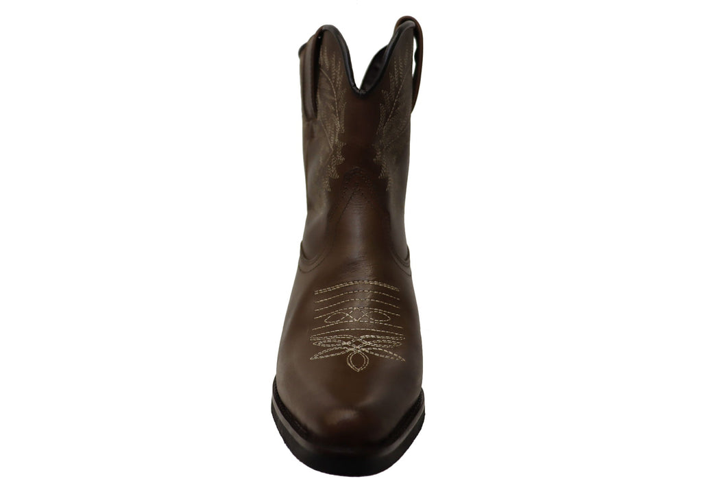 Edwina Womens Leather Western Cowboy Ankle Boots