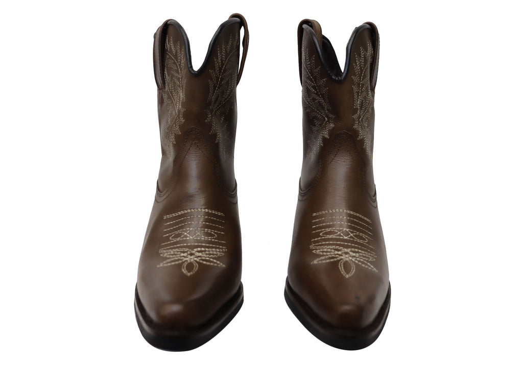 Edwina Womens Leather Western Cowboy Ankle Boots