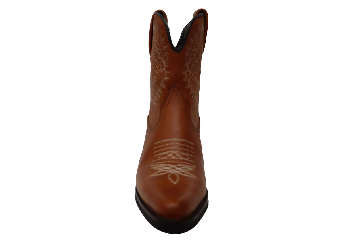 Edwina Womens Leather Western Cowboy Ankle Boots
