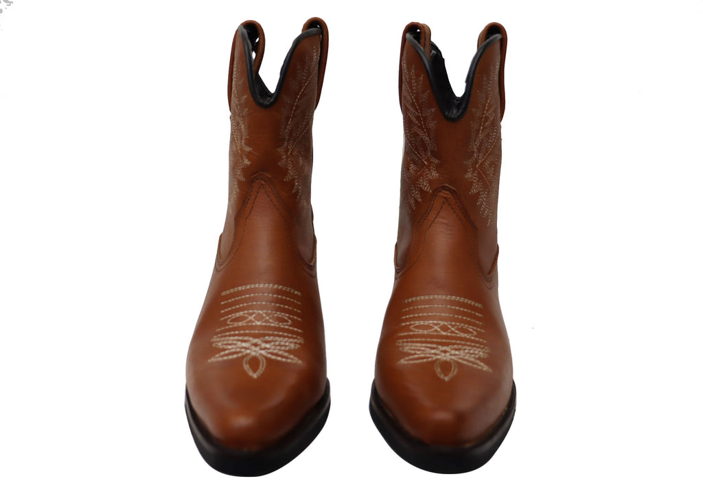 Edwina Womens Leather Western Cowboy Ankle Boots