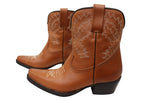 Edwina Womens Leather Western Cowboy Ankle Boots