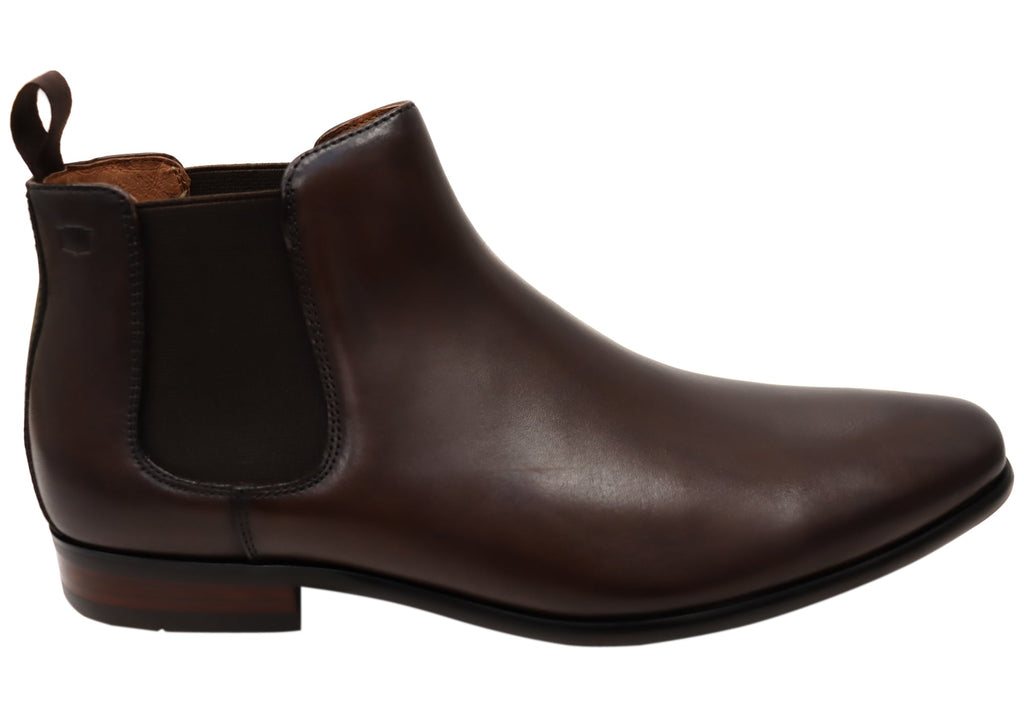 Mens EE Extra Wide Leather Barret Plain Toe Chelsea Boots