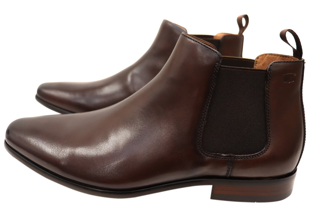 Mens EE Extra Wide Leather Barret Plain Toe Chelsea Boots