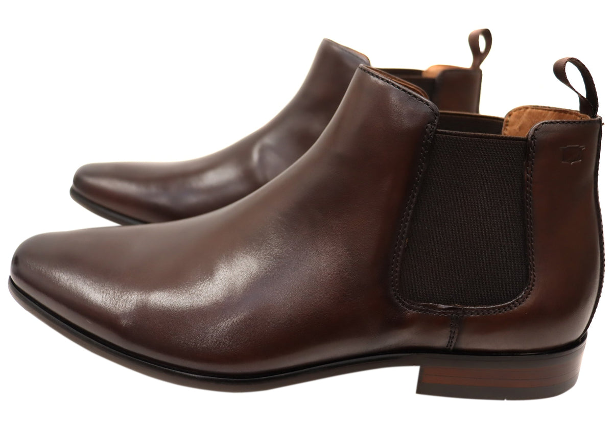 Mens EE Extra Wide Leather Barret Plain Toe Chelsea Boots