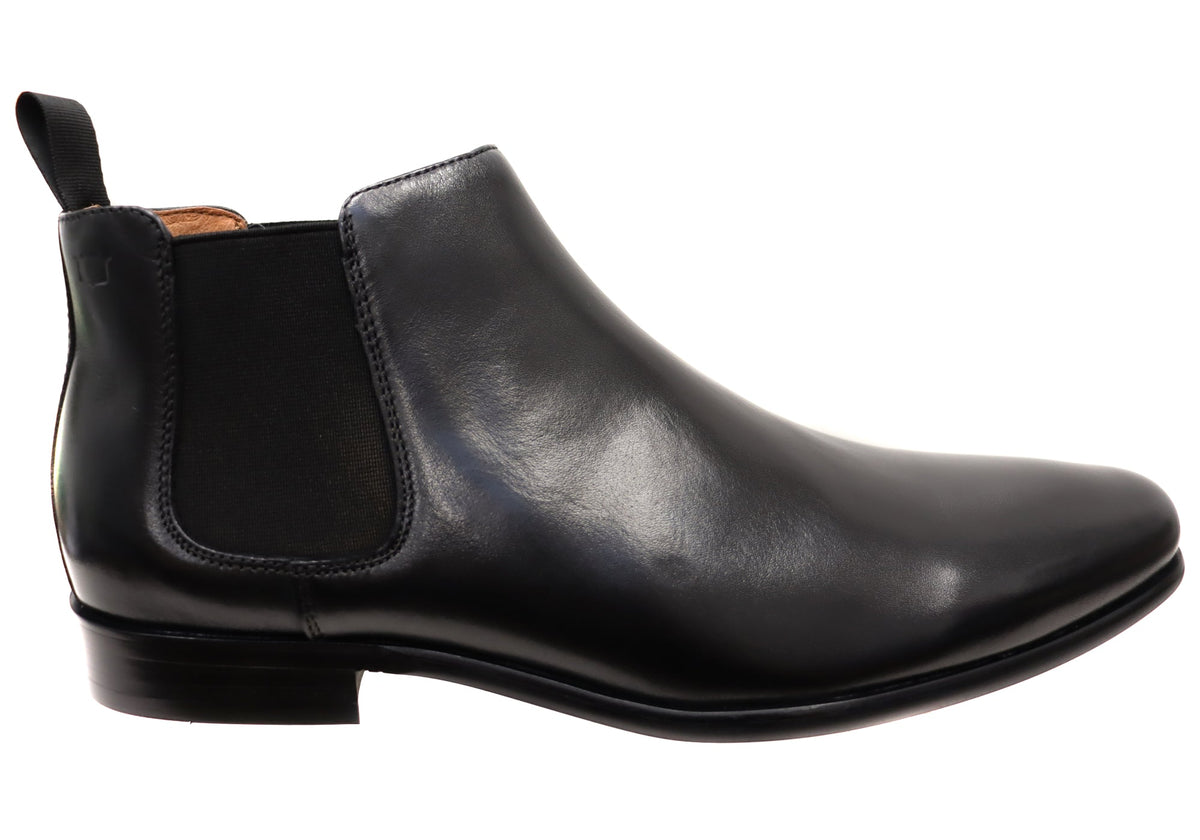 Mens EE Extra Wide Leather Barret Plain Toe Chelsea Boots