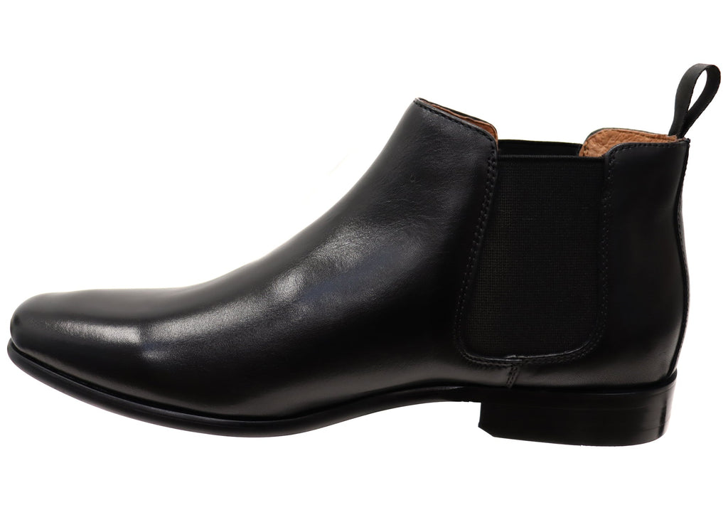 Mens EE Extra Wide Leather Barret Plain Toe Chelsea Boots