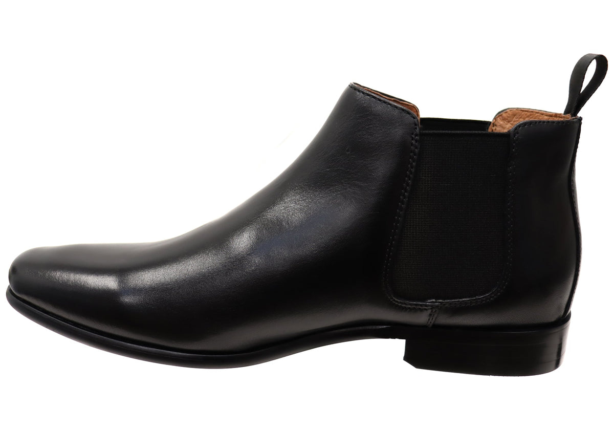 Mens EE Extra Wide Leather Barret Plain Toe Chelsea Boots