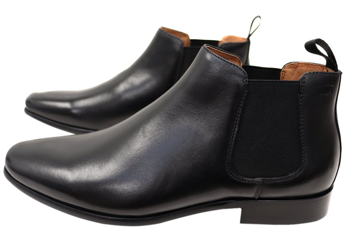 Mens EE Extra Wide Leather Barret Plain Toe Chelsea Boots