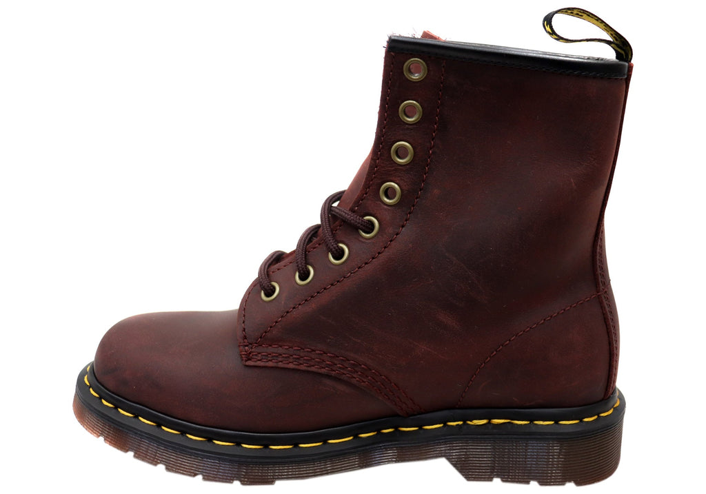 1460 Cherry Red Crazy Horse Unisex Leather Boots