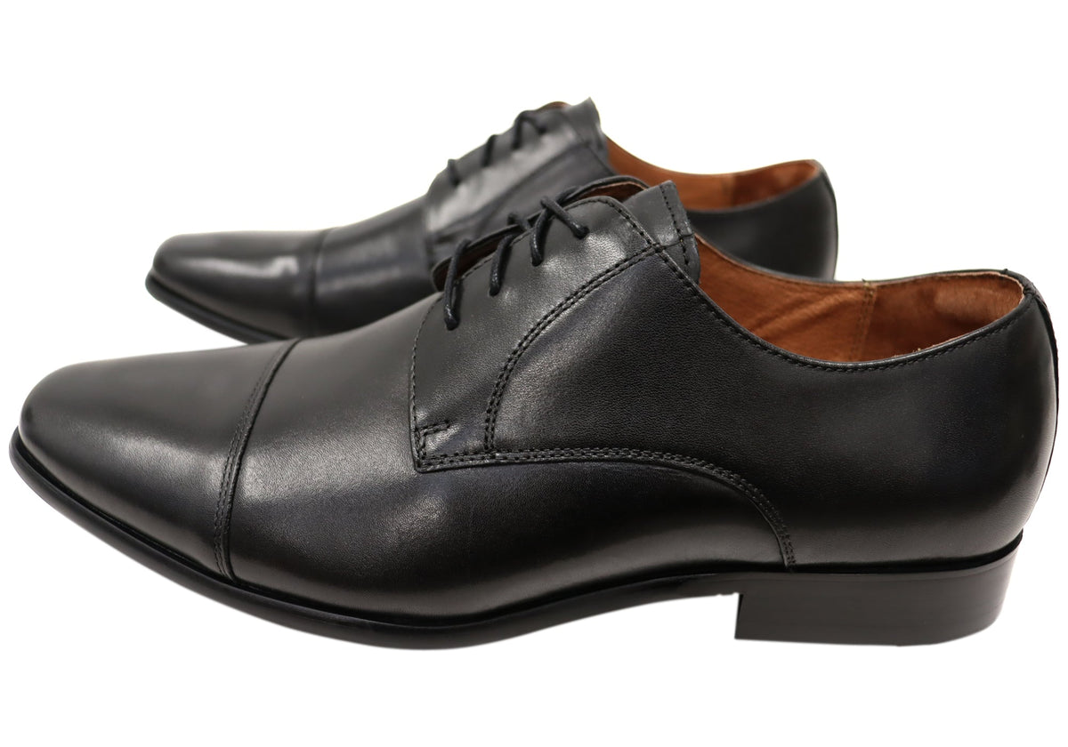 Mens Cross Cap Toe Derby EE Extra Wide Leather Dress Shoes