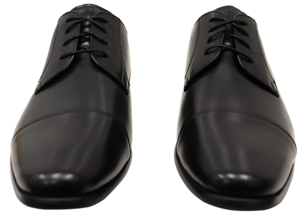 Mens Cross Cap Toe Derby EE Extra Wide Leather Dress Shoes