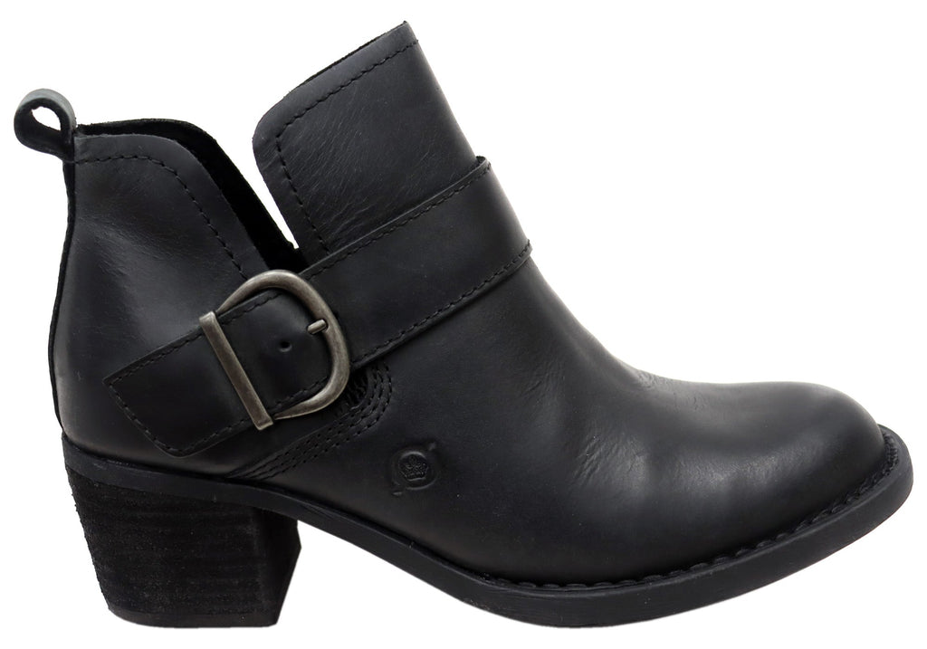 Royce Womens Comfortable Leather Mid Heel Ankle Boots