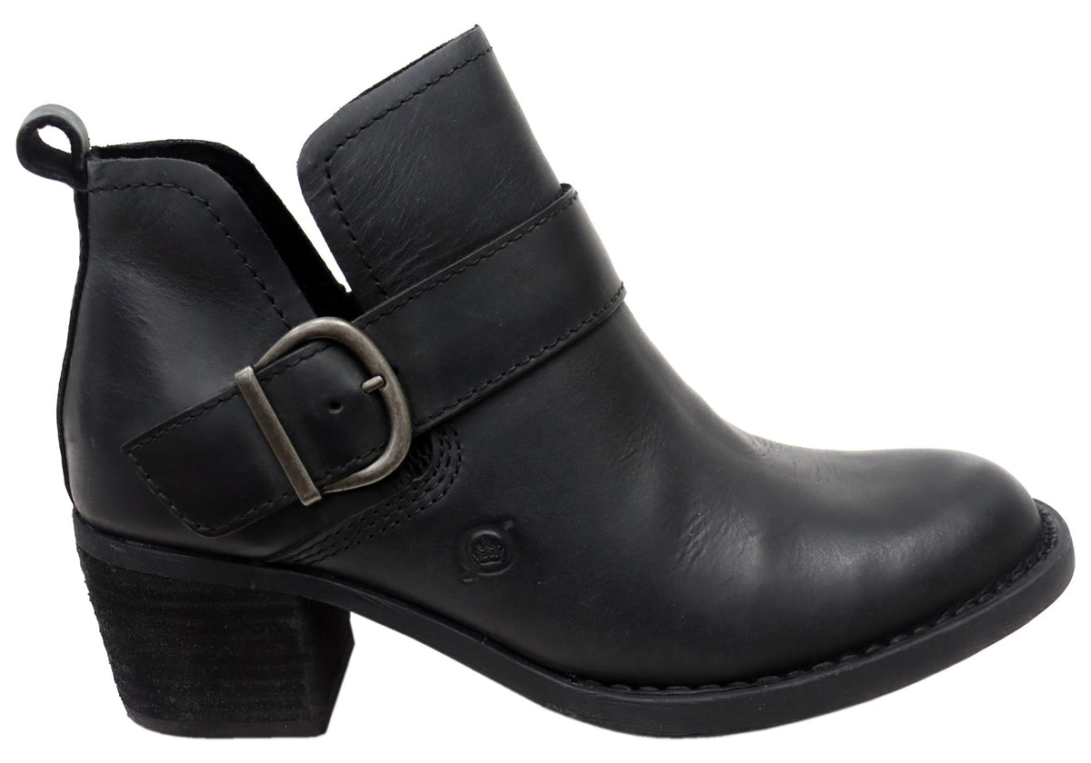 Royce Womens Comfortable Leather Mid Heel Ankle Boots