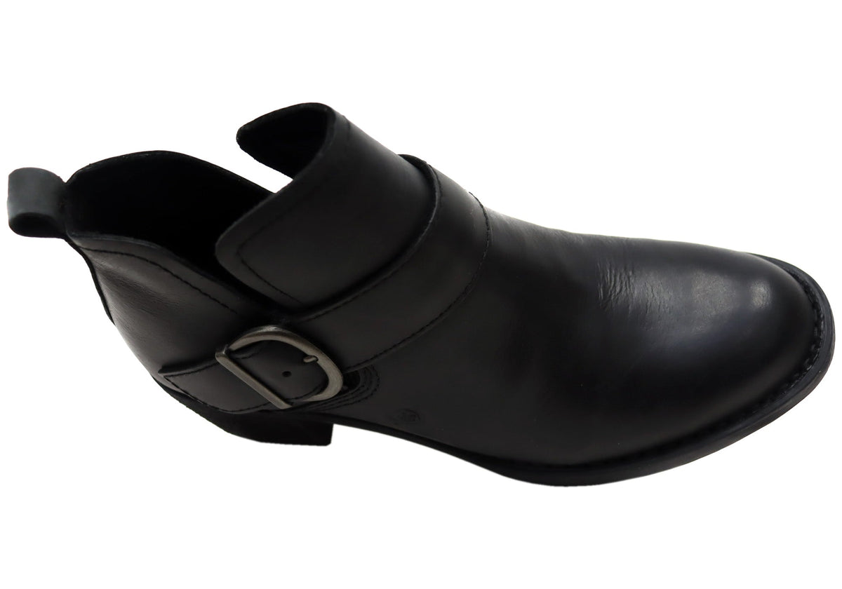 Royce Womens Comfortable Leather Mid Heel Ankle Boots