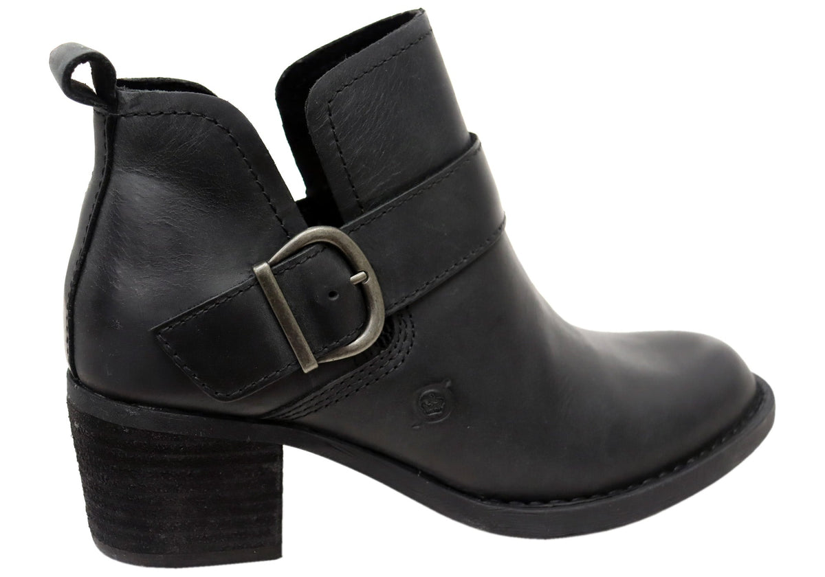Royce Womens Comfortable Leather Mid Heel Ankle Boots