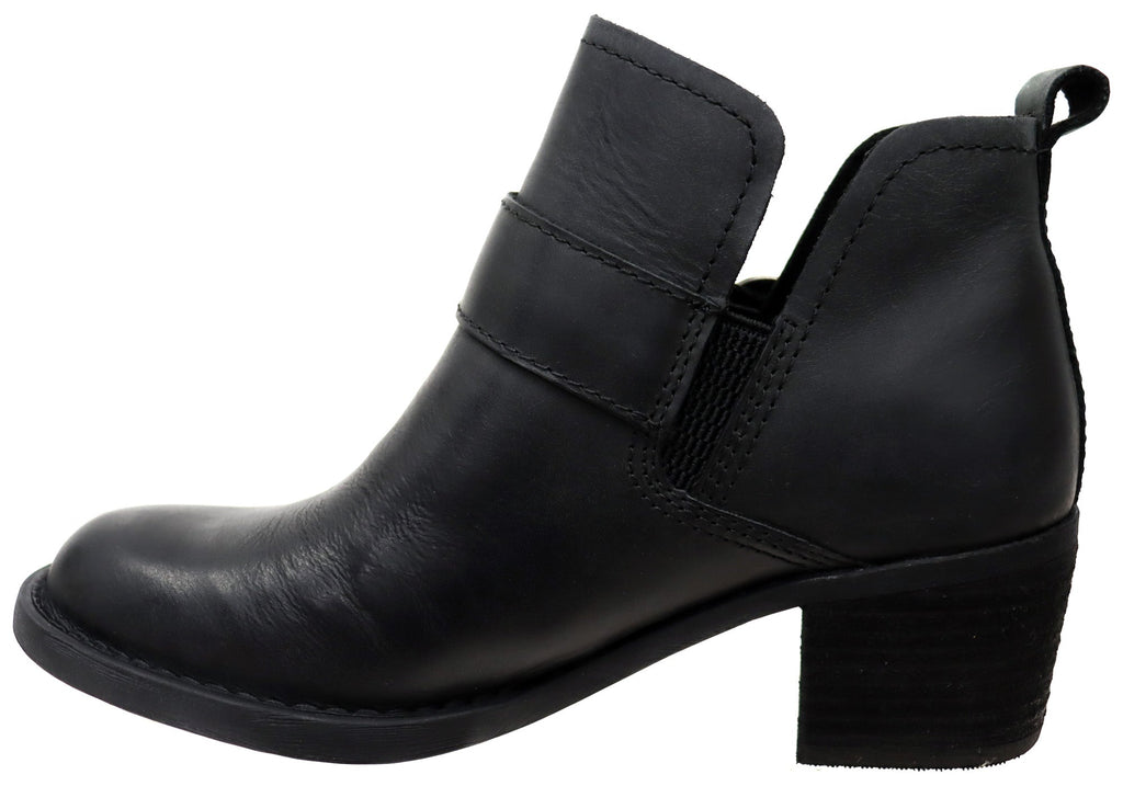 Royce Womens Comfortable Leather Mid Heel Ankle Boots