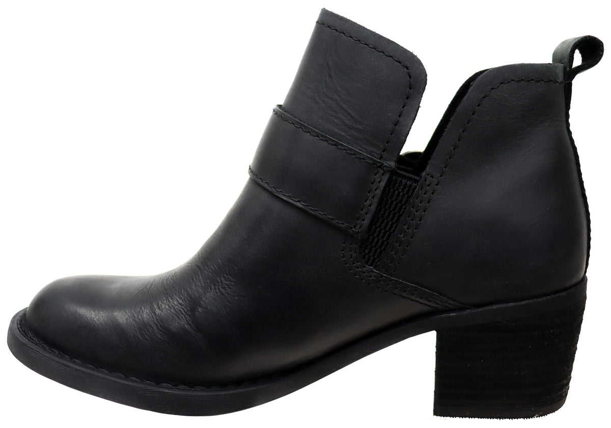 Royce Womens Comfortable Leather Mid Heel Ankle Boots