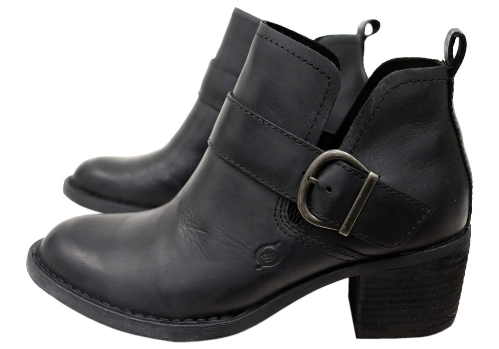 Royce Womens Comfortable Leather Mid Heel Ankle Boots