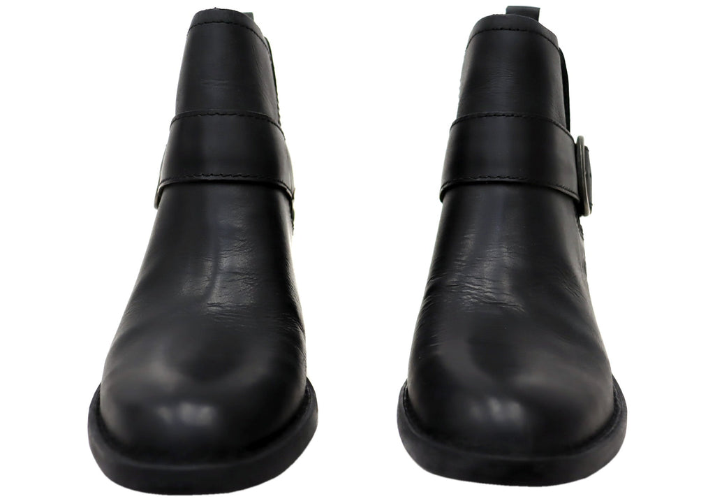 Royce Womens Comfortable Leather Mid Heel Ankle Boots