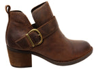 Royce Womens Comfortable Leather Mid Heel Ankle Boots