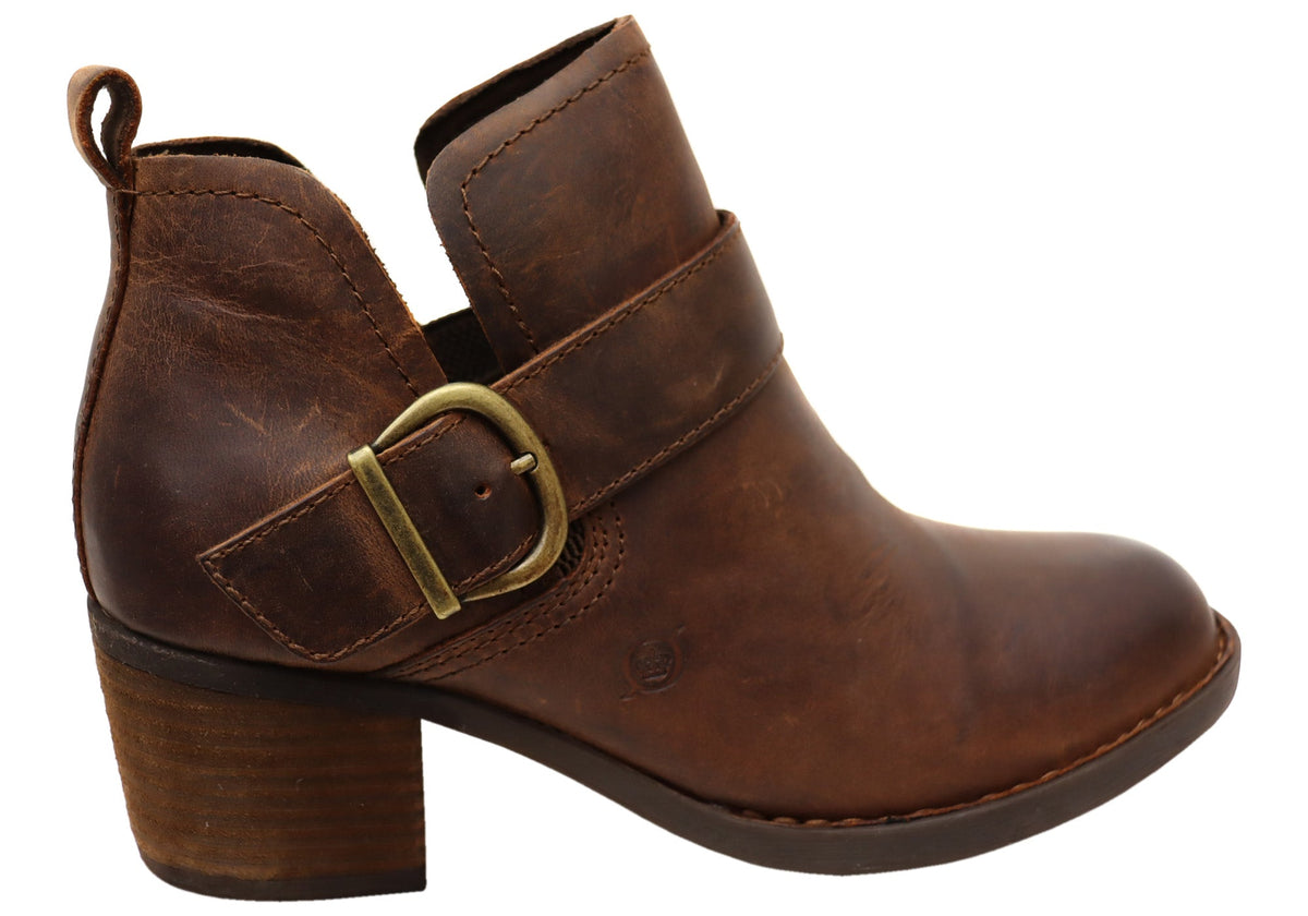 Royce Womens Comfortable Leather Mid Heel Ankle Boots